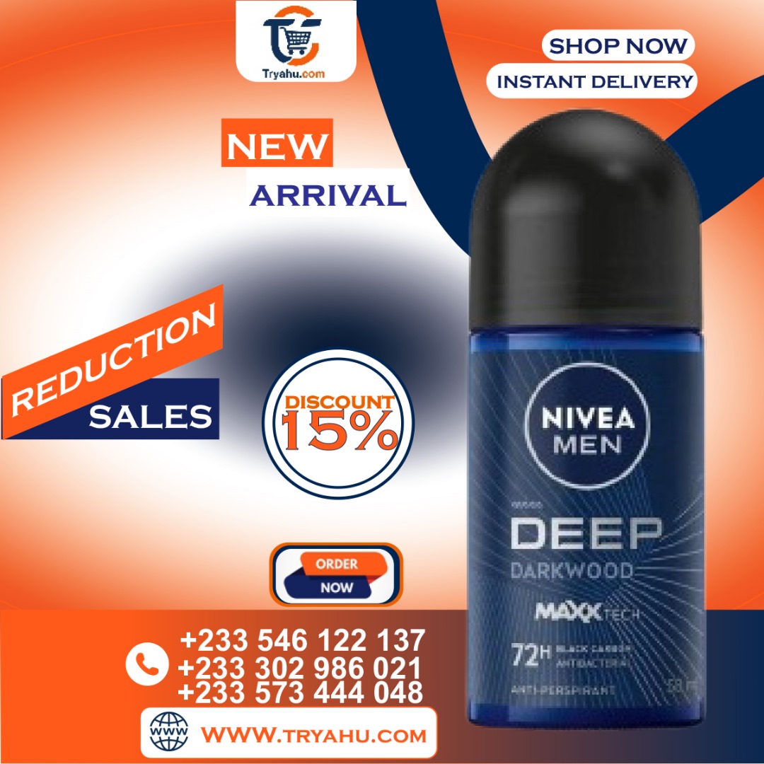 NIVEA MEN DEEP Darkwood Anti-Perspirant Roll-On Long-Lasting Freshness & Protection